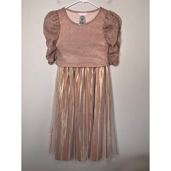 Bonnie Jean Metallic Blush Rose Gold Sparkle Event Hoco Formal 2 Piece Set 7 - Picture 1 of 8